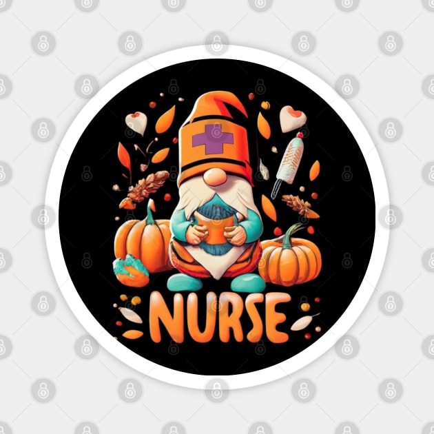 Thanksgiving Nurse Gnomes Fall Scrub Top Autumn RN Women Magnet by click2print